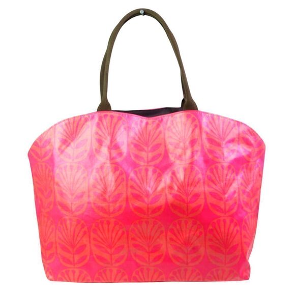 LARGE Sigrid Olsen COATED PINK COTTON BLEND SHOULDER BAG HANDBAG TOTE CARRY ON - Picture 1 of 14